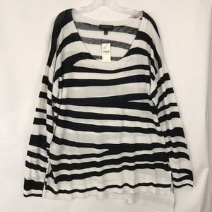 Lane Bryant White & Black Striped Sweater NWT